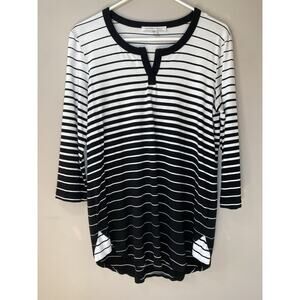 Karen by Karen Kane Top  Black White Striped Casual‎ Tunic